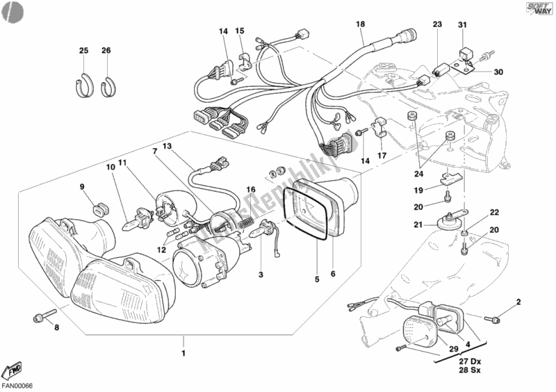 Toutes les pièces pour le Phare du Ducati Superbike 998 S Bayliss 2002